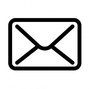 simple black envelope icon with white background